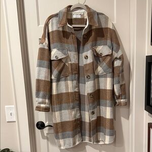 Plaid Women's Jacket in Brown and Gray